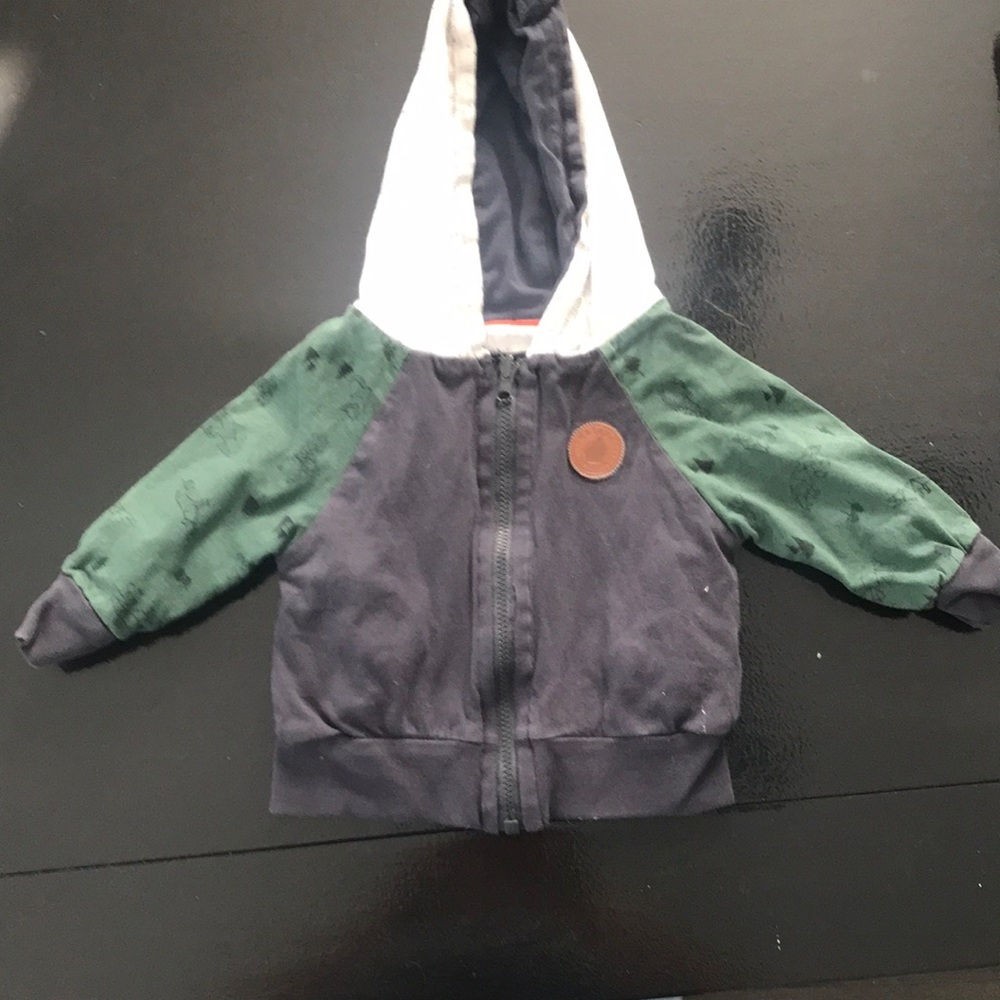 Kids Hooded Zip Jacket - Green & Navy
